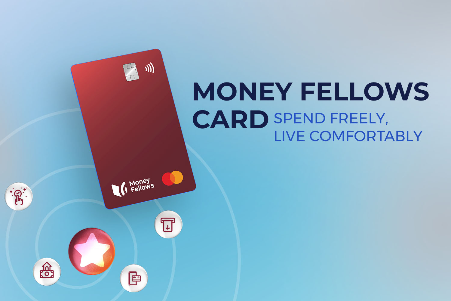 Money Fellows Prepaid Card with Mastercard logo, a smart, secure, and debt-free way to pay and manage your money